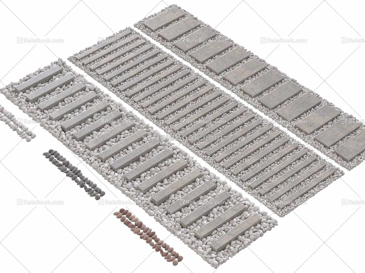 Modern Green Slab Path Stone Path Slab Ting Step 3d model