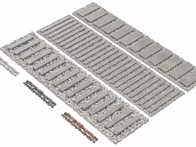Natural Stone and Wood Planks with Textured Surface and Contemporary Design Patterns 3d model
