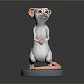 Animated Game Movie Character Grey Mouse With Large Ears Standing Pose On Blue Circular Base