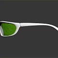 Stylish White Frame Sunglasses With Green Reflective Lenses For Modern Fashion Look