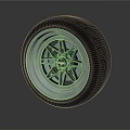 Black Car Tire With Silver Alloy Wheel Rim And Spoke Tread Design