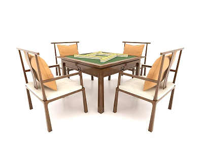 Modern Entertainment Table With Wooden Frame And Four Comfortable Chairs For Leisure Games 3d model