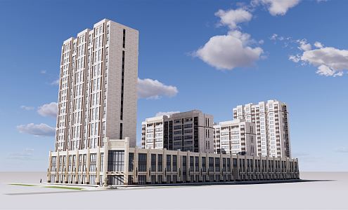 Modern Residential Building Street Commercial Residence 3d model