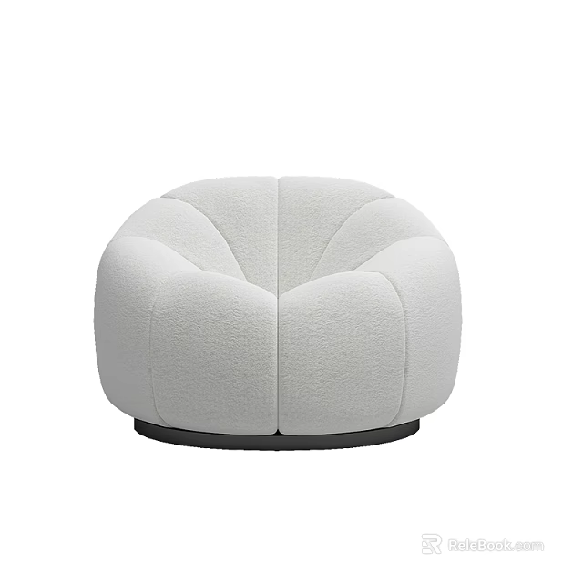 Modern Round Single Sofa With Plush Soft Fabric And Cozy Design 3d model 
