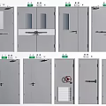 Various Industrial Safety Door Designs With Windows Handles And Signs