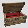 Open Wooden Storage Box for Hardware Tools with Red Diamond Lining and Metal Clasps