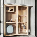 Cozy Home Balcony With Wooden Cat Cabinet Cat Paw Design Cat Bed And City View