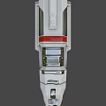 Sci Fi Futuristic Weapon Design with White Body Red Accents Mechanical Structure Metallic Texture