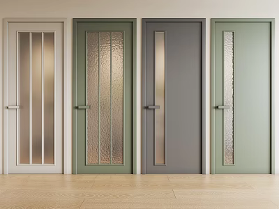 Modern Interior Swing Doors With Various Colors And Glass Panel Designs 3d model