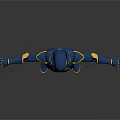 Futuristic Blue And Yellow Robot Character With Standing Pose And Outstretched Arms