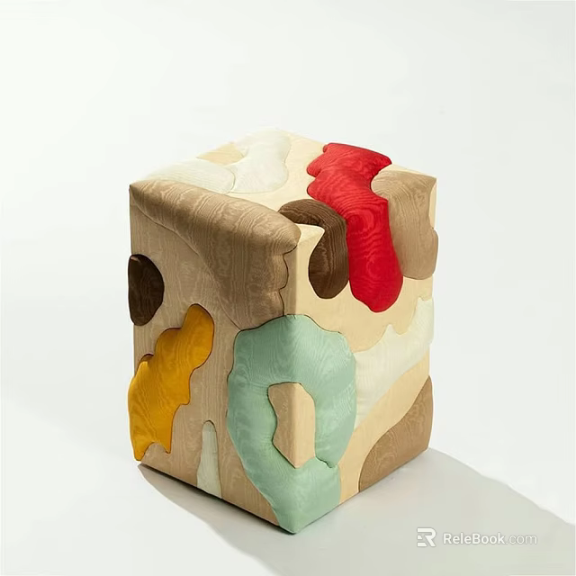 Colorful Modern Side Table With Irregular Surface Patterns Design 3d model 