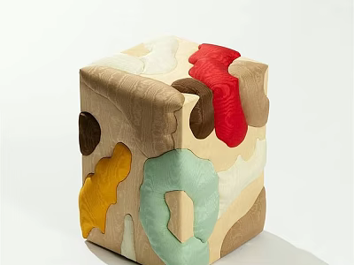 Colorful Modern Side Table With Irregular Surface Patterns Design 3d model