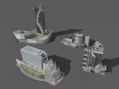 Future Architecture Innovative Design With Futuristic Structures And Green Roof Elements 3d model