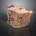 Natural Tree Stump With Rough Bark Texture And Wooden Surface Details