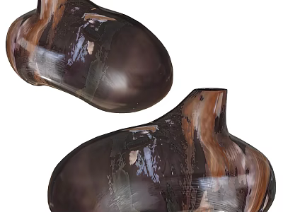 Modern Decorative Ceramic Vases Set Of Two With Brown Marble Pattern And Glossy Finish 3d model