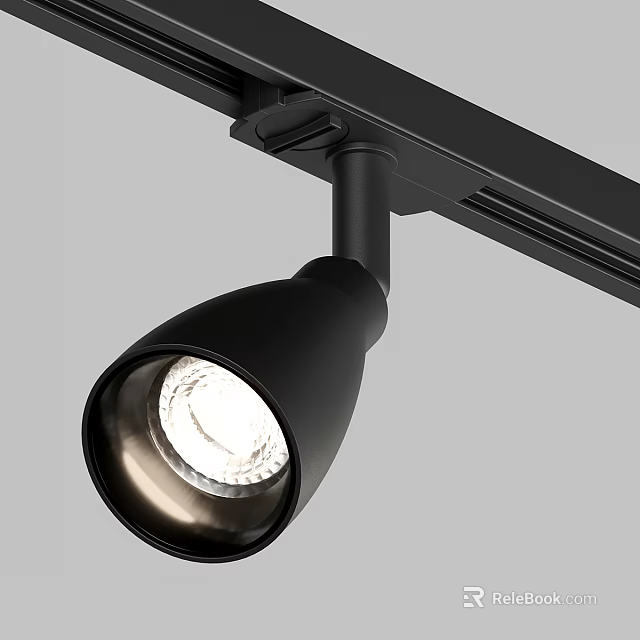 Black Track Mounted Spotlight With Modern Sleek Design And Bright Light Source 3d model 