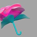 Beautiful Pink Rose Flower With Green Leaves Blue Stem And Curved Hook Design