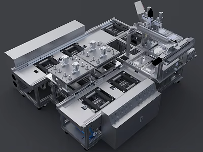 High Precision Industrial Equipment With Robotic Arm Control Panels And Metal Workstations 3d model