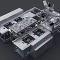 High Precision Industrial Equipment With Robotic Arm Control Panels And Metal Workstations