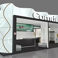 Comdar Exhibition Booth With White Wavy Exterior And Black Roof Design Structure
