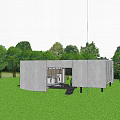 Modern Detached House With Wooden Exterior Surrounded by Lush Trees and Green Grass