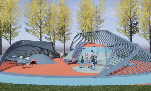 Modern children's play area 3d model