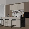 Modern Kitchen Interior With Island Counter Bar Stools Cabinets And Appliances
