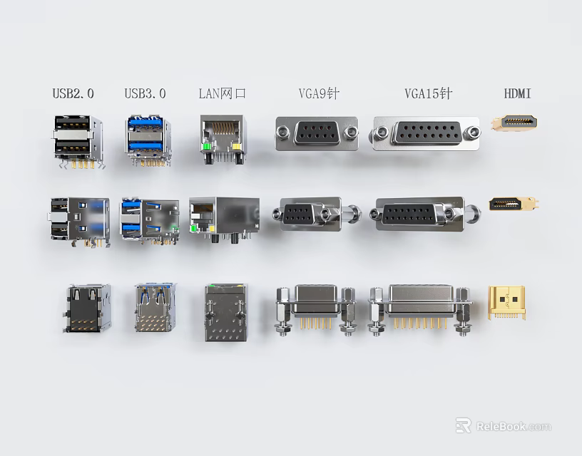 Versatile Switch Panel with USB HDMI VGA LAN and Diverse Connectivity Ports 3d model 