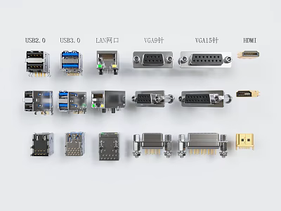 Versatile Switch Panel with USB HDMI VGA LAN and Diverse Connectivity Ports 3d model