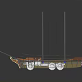 Detailed 3D Model Sailing Ship With Two Masts Open Deck And Metal Rails