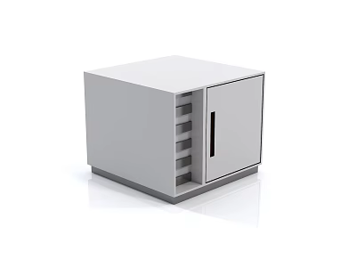 Modern Simple White Bedside Table With Cabinet Door And Shelves Design 3d model