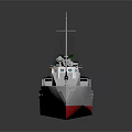 Water Vehicle Military Style Patrol Boat With White Hull Red Bottom Superstructure And Deck Equipment