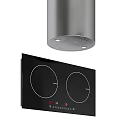 Modern Kitchen Appliances With Silver Range Hood And Black Double Burner Gas Stove