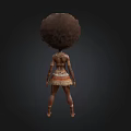 3D African Style Cartoon Character With Curly Hair Face Paint And Colorful Skirt