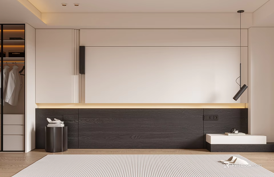 Modern Sofa Background Wall With Sleek Design And Lighting 3d model