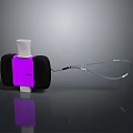 Modern Electronic Accessory With Purple Panel Black Body White Top And Connecting Cable 3d model