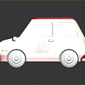 Cute Cartoon Car With Red Roof And White Body Featuring Logo Design