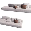 Modern Comfortable Light Gray Sectional Sofa with Brown and Gray Throw Pillows 3d model