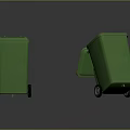 Building Waste Management Facilities With Green Trash Bins And Wheels