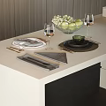 Modern Tableware Combination Tableware Dinner Plate Knife and Fork Wine Cup Fruit 3d model