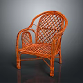 Stylish Orange Rattan Leisure Chair Featuring Woven Back and Curved Armrests