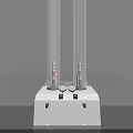 Dual Glass Column Laboratory Apparatus With White Base And Control Knobs 3d model