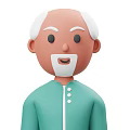 Cartoon Old Man With White Hair And White Beard In Light Green Clothing With Buttons