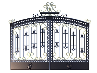 wrought iron gate entrance gate carved wrought iron gate 3d model