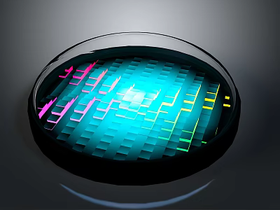 Modern Circular Commercial Device With Blue Illuminated Grid And Colorful Patterns 3d model
