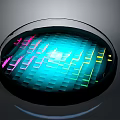 Modern Circular Commercial Device With Blue Illuminated Grid And Colorful Patterns 3d model