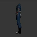 3D Worker Model Wearing Dark Blue Work Uniform With Brown Tool Belt And Black Boots