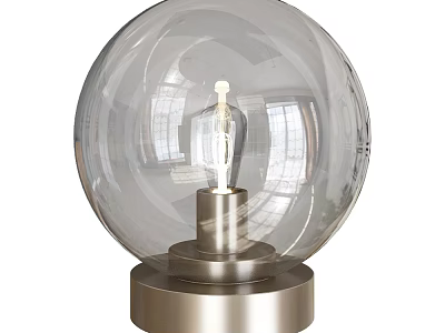 Modern Minimalist Table Lamp With Clear Glass Globe Shade And Metallic Silver Base 3d model