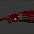 Red Mechanical Glove Featuring Detailed Vibrant Colorful Gemstones And Shiny Metallic Futuristic Design