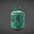 Old Green Rusty ComStar Gas Cylinder With Worn Surface And Label 3d model